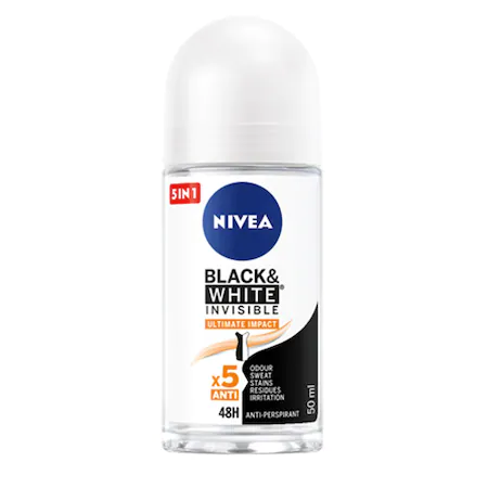 Deodorante si antiperspirante - Deodorant roll-on Nivea Black & White Invisible, feminin, 50ml, medik-on.ro
