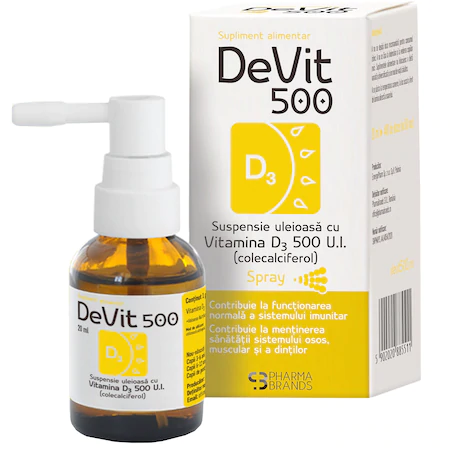 Multivitamine si minerale - DeVit 500 spray Vitamina D3 500 U.I. x 20ml, medik-on.ro