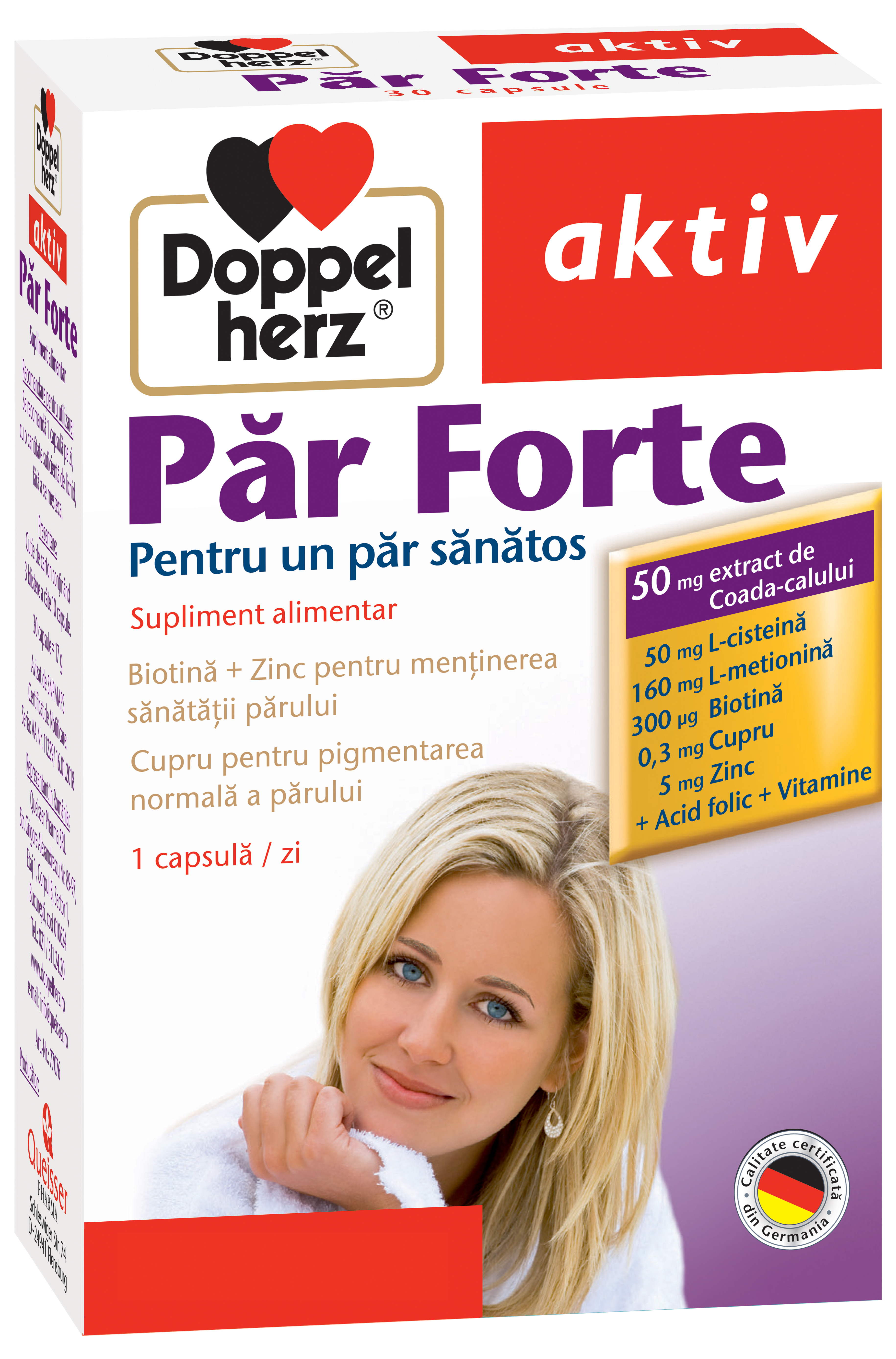 Tratamente impotriva caderii parului - Doppelherz aktiv Par Forte x 30 comprimate, medik-on.ro