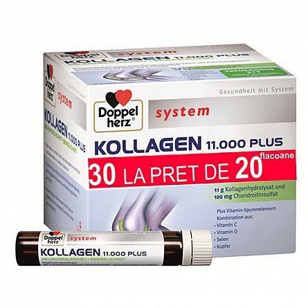 Suplimente - Doppelherz System Kollagen 11000 plus x 20 fiole +10 fiole gratis, medik-on.ro