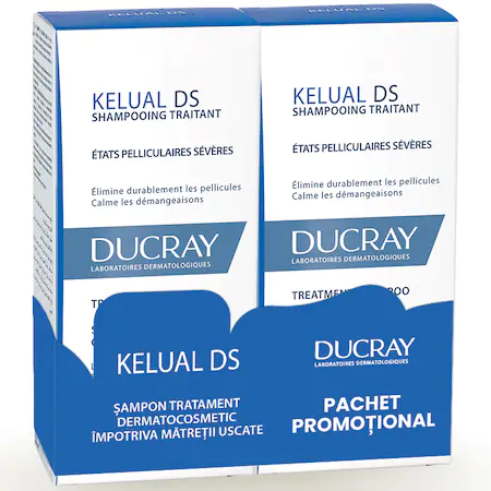 Tratamente antimatreata - Ducray Kelual DS Pachet Sampon impotriva matretii severe recurente (dermatita seboreica) 100ml x 2 bucati , medik-on.ro
