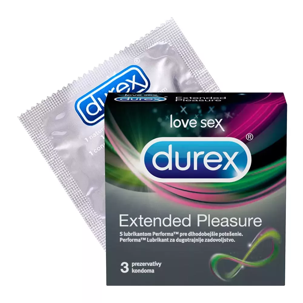 Prezervative si lubrifianti - Durex Extended pleasure x 3 prezervative, medik-on.ro