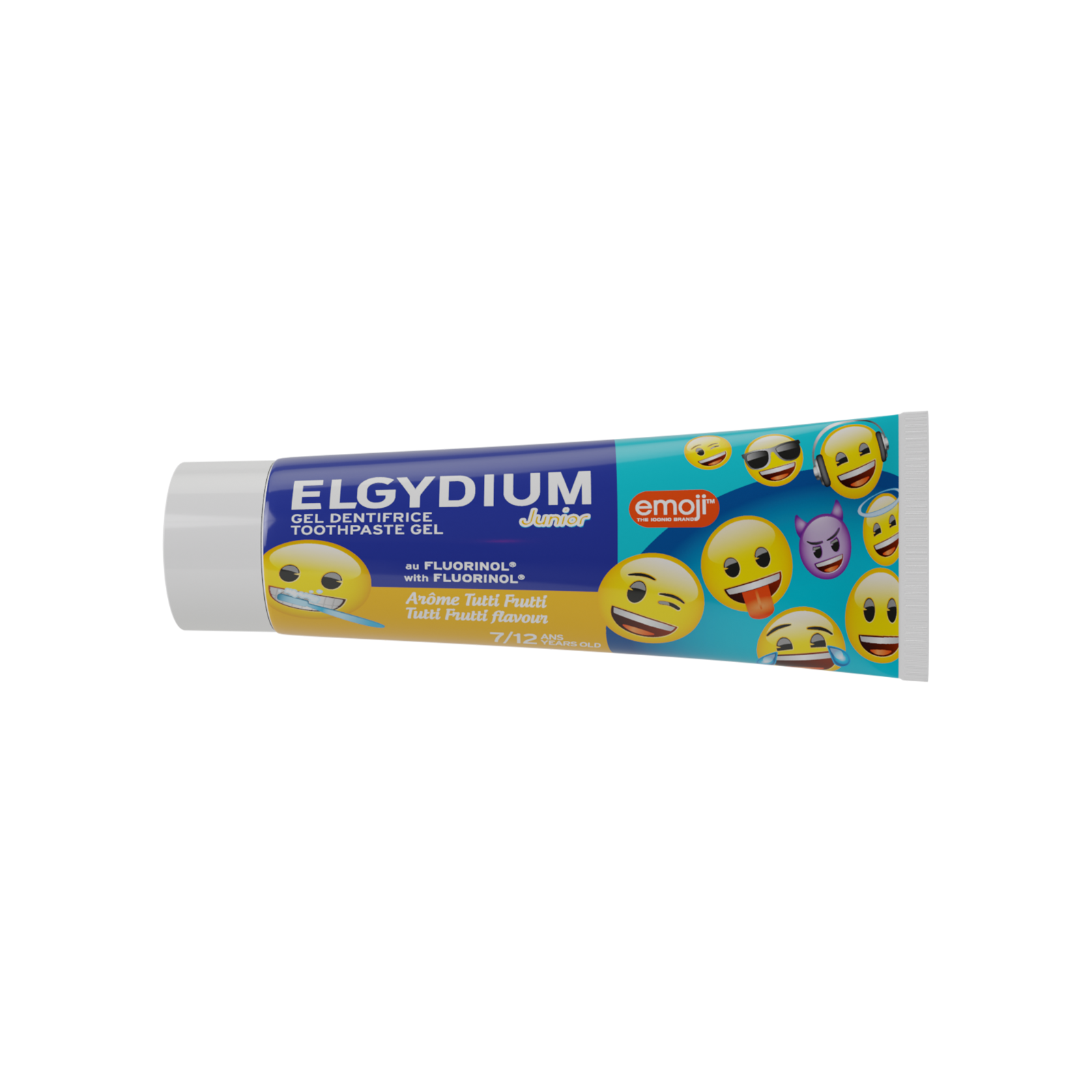 Paste de dinti pentru copii - Elgydium Emoji Junior Pasta de dinti cu aroma Tutti Frutti pentru copii 7 - 12 ani x 50ml, medik-on.ro
