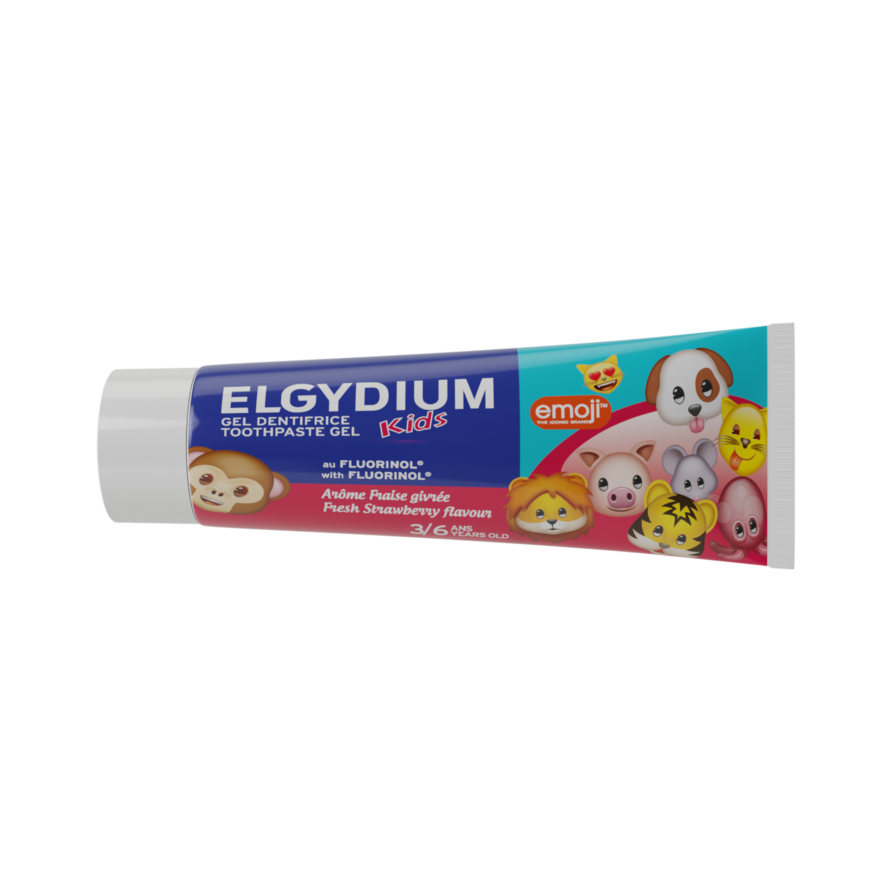 Paste de dinti pentru copii - Elgydium Emoji Kids Pasta de dinti cu aroma de capsuni pentru copii 3 - 6 ani x 50ml, medik-on.ro