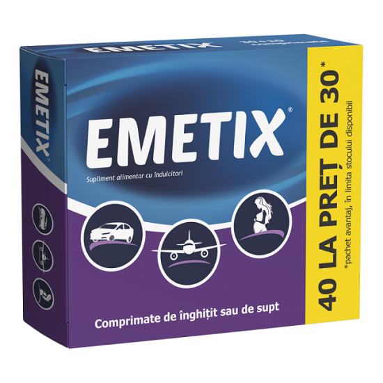 Vitamine si antiemetice - Emetix x 40 comprimate, medik-on.ro