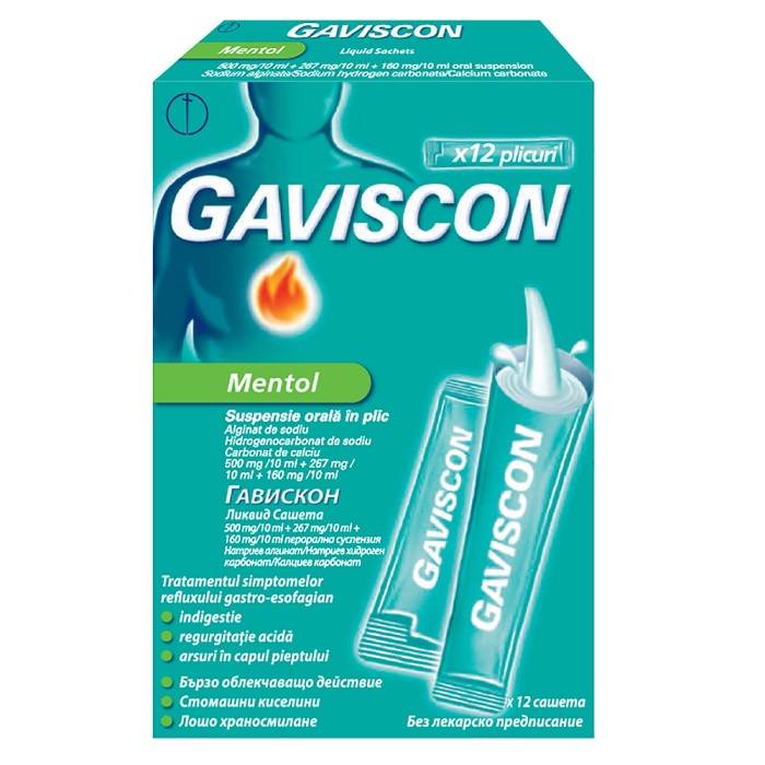 OTC - medicamente fara reteta - Gaviscon Mentol x 24 plicuri, medik-on.ro
