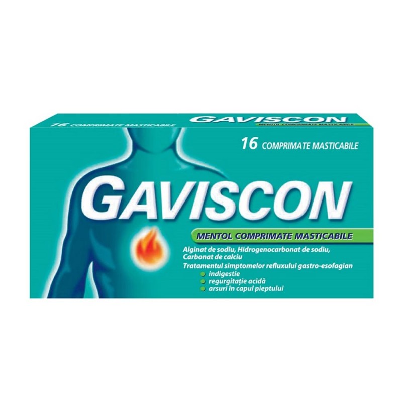 OTC - medicamente fara reteta - Gaviscon mentol x 16 comprimate masticabile, medik-on.ro