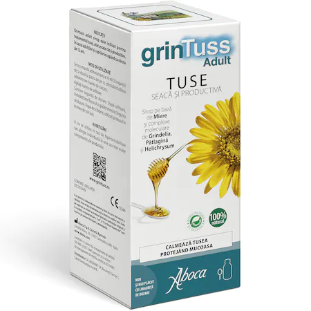 Tratament tuse - Grintuss sirop pentru adulti, tuse uscata sau productiva x 180 grame, medik-on.ro