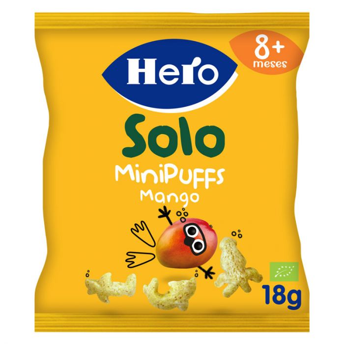 Biscuiti si pufuleti - Hero Solo Minipuffs Snacks Bio cu mango x 18 grame, medik-on.ro