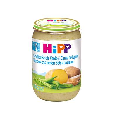 Piureuri (borcan/pouch) - Hipp Piure din cartofi cu fasole verde si iepure x 220 grame, medik-on.ro