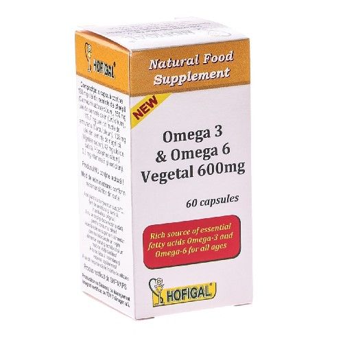 Memorie si concentrare - Hofigal Omega 3 si Omega 6 vegetal 0.6g x 60 capsule, medik-on.ro
