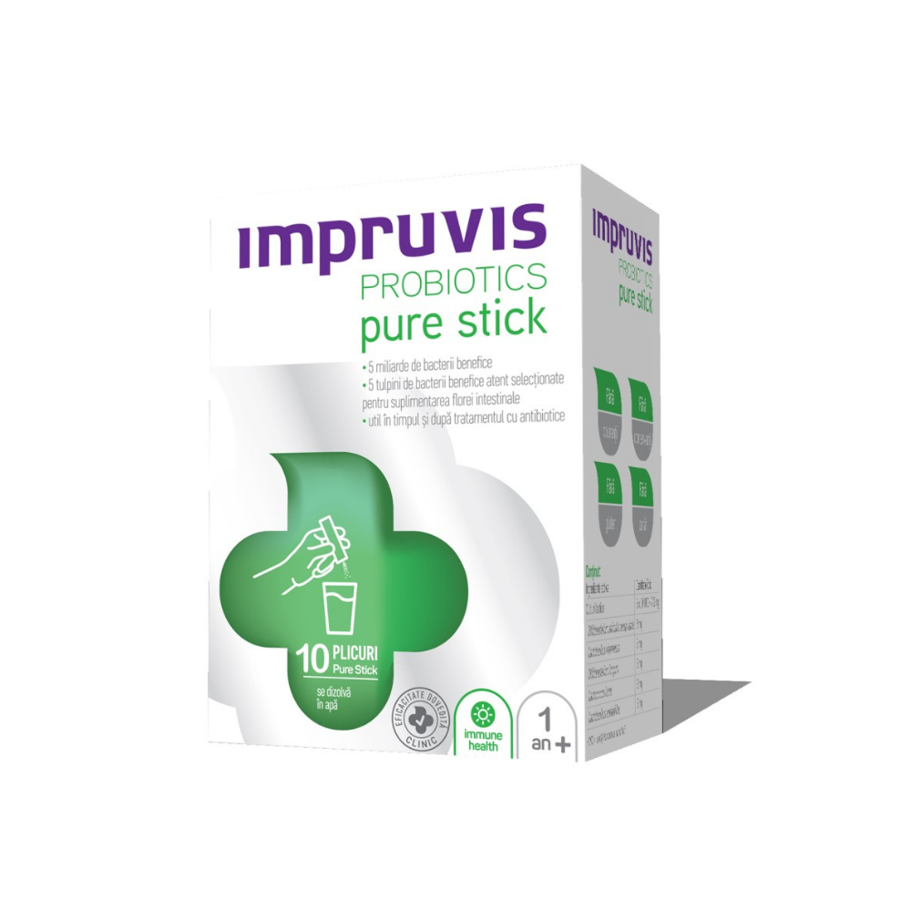 Probiotice si prebiotice - Impruvis Probiotic Pure stick x 10 plicuri, medik-on.ro