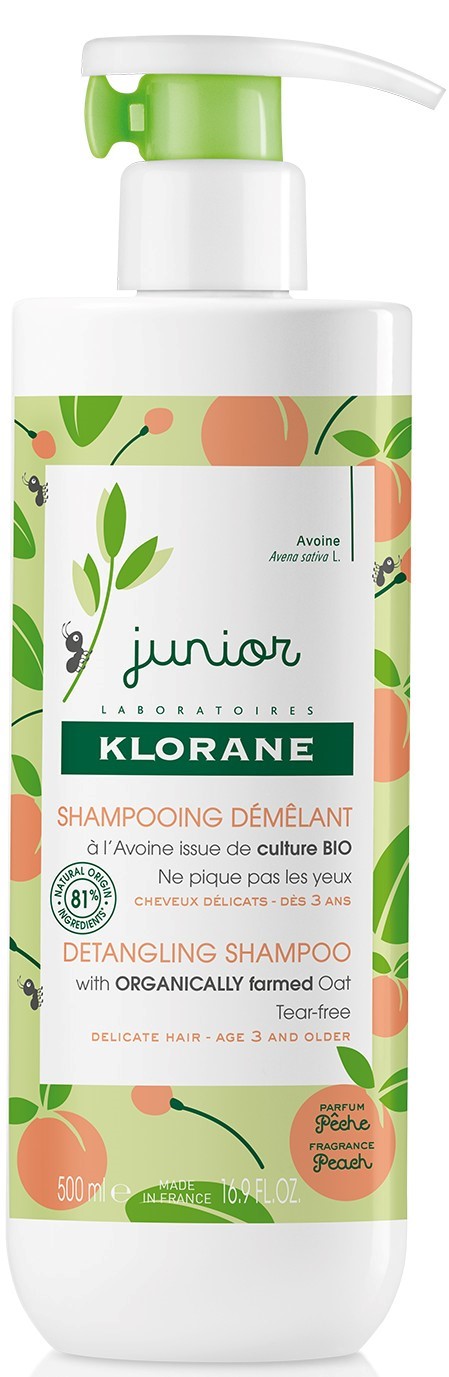 Sampon si balsam de par - Klorane Junior Sampon cu aroma de piersica x 500ml, medik-on.ro