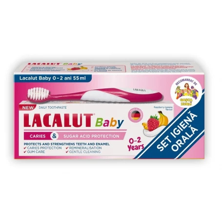 Paste de dinti pentru copii - Lacalut Baby Set igiena orala Pasta de dinti + Periuta de dinti pentru copii 0-2 ani, medik-on.ro