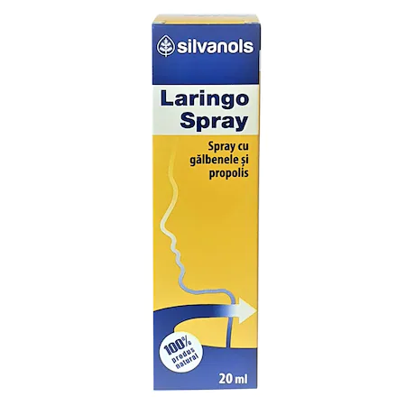 Dureri de gat - Laringo spray cu Propolis si ulei de Galbenele x 20 ml, medik-on.ro
