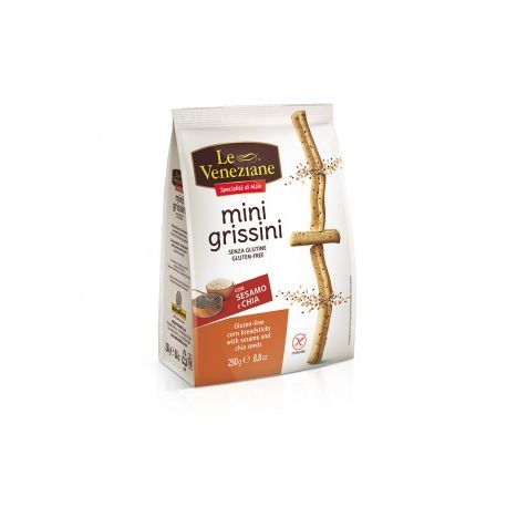 Biscuiti si gustari fara gluten - Le Veneziane Mini Grissini cu susan si chia fara gluten x 250 grame, medik-on.ro