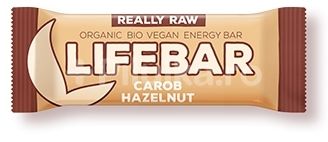 Batoane RAW vegane - Lifebar Baton raw vegan cu alune si carob bio x 47 grame, medik-on.ro