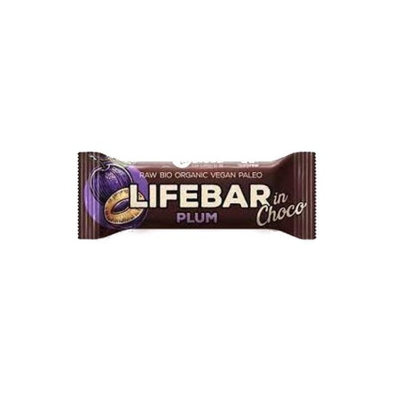 Batoane RAW vegane - Lifebar Baton raw vegan cu prune in ciocolata raw bio x 40 grame, medik-on.ro
