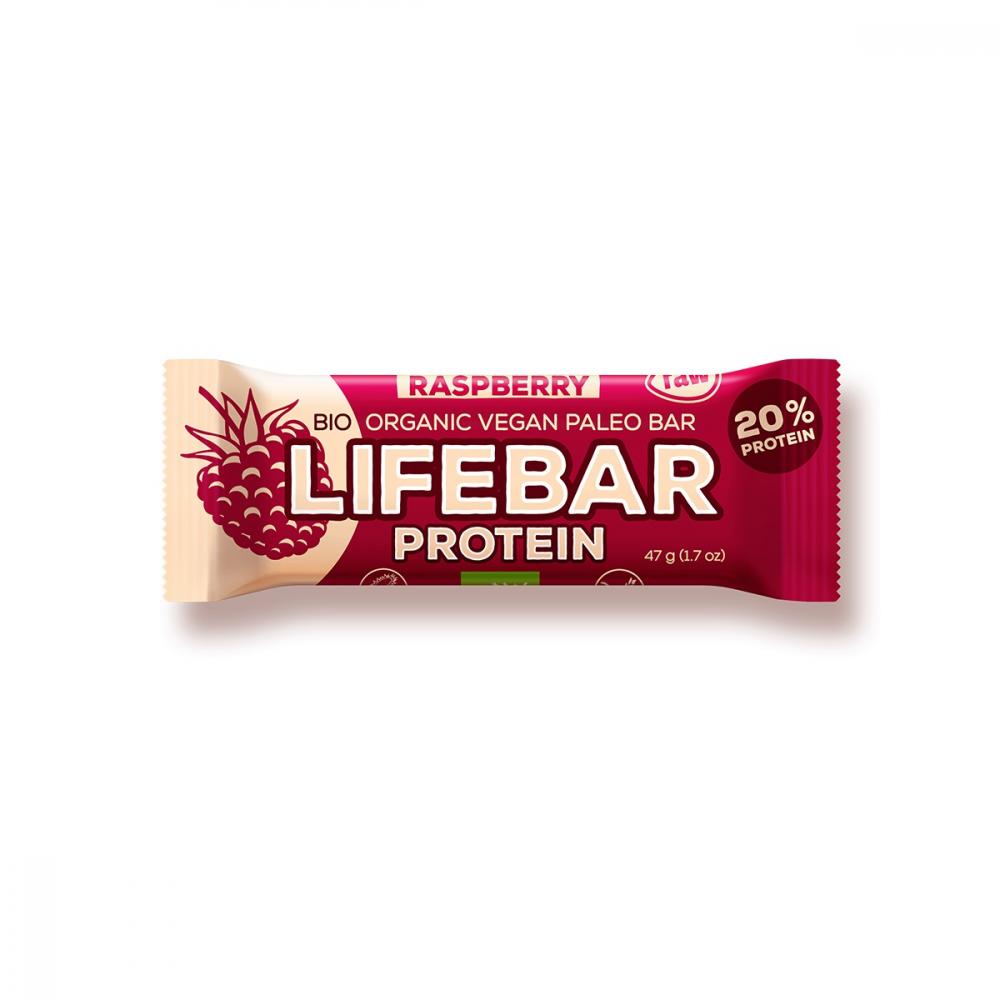 Batoane RAW vegane - Lifebar Baton proteic cu zmeura raw bio x 47 grame, medik-on.ro
