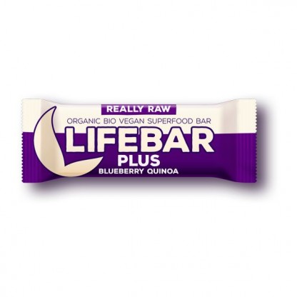 Batoane RAW vegane - Lifebar plus baton cu afine si quinoa raw eco x 47 grame, medik-on.ro
