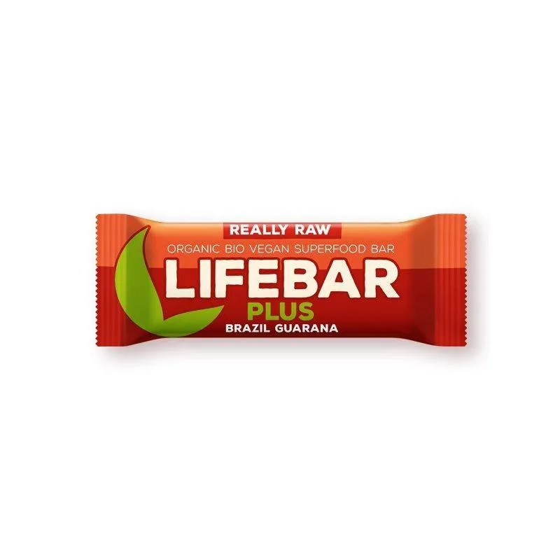 Batoane RAW vegane - Lifebar plus baton cu guarana si nuci braziliene raw eco x 47 grame, medik-on.ro