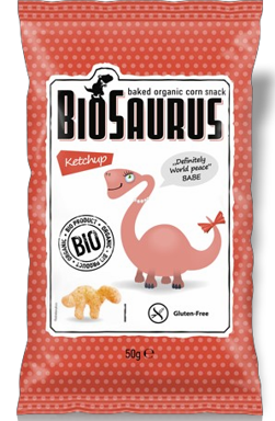 Biscuiti si pufuleti - Little Angel Biosaurus Pufuleti cu porumb si ketchup x 50 grame, medik-on.ro