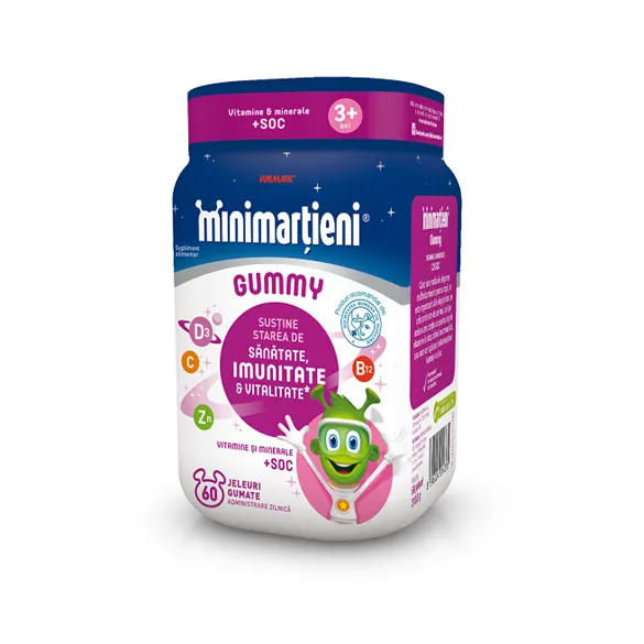 Cresterea imunitatii - Minimartieni Gummy vitamine cu minerale si soc x 60 jeleuri, medik-on.ro