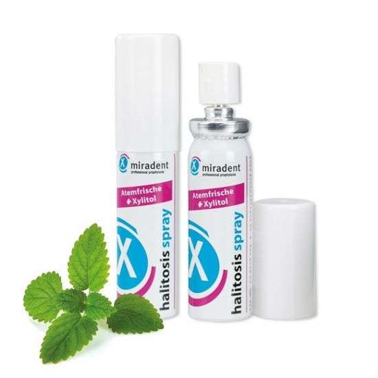 Apa de gura - Miradent Halitosis spray cu Xylitol impotriva respiratiei urat mirositoare x 15ml, medik-on.ro
