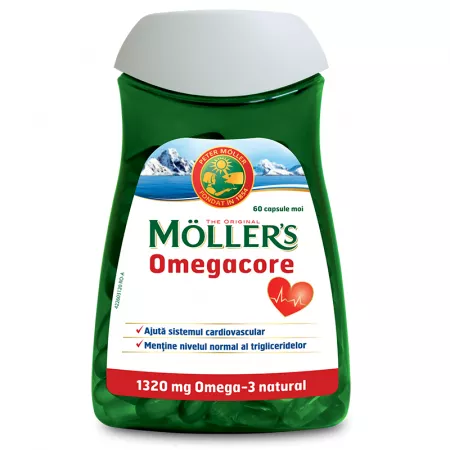 Cardiologie - Moller's Omegacore, ulei de peste concentrat cu Omega 3 natural x 60 capsule, medik-on.ro