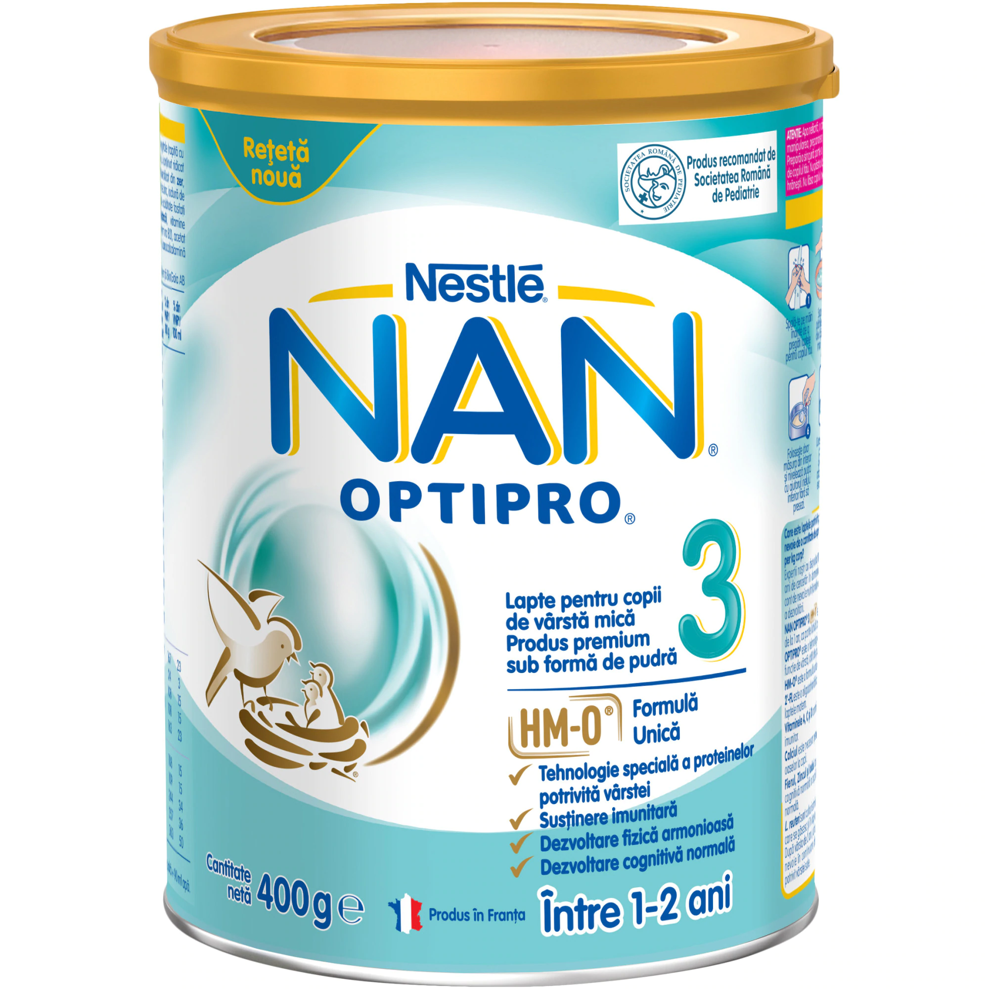 Formule de lapte praf - NAN 3 Optipro, formula lapte praf 1-2 ani, 400 grame, medik-on.ro
