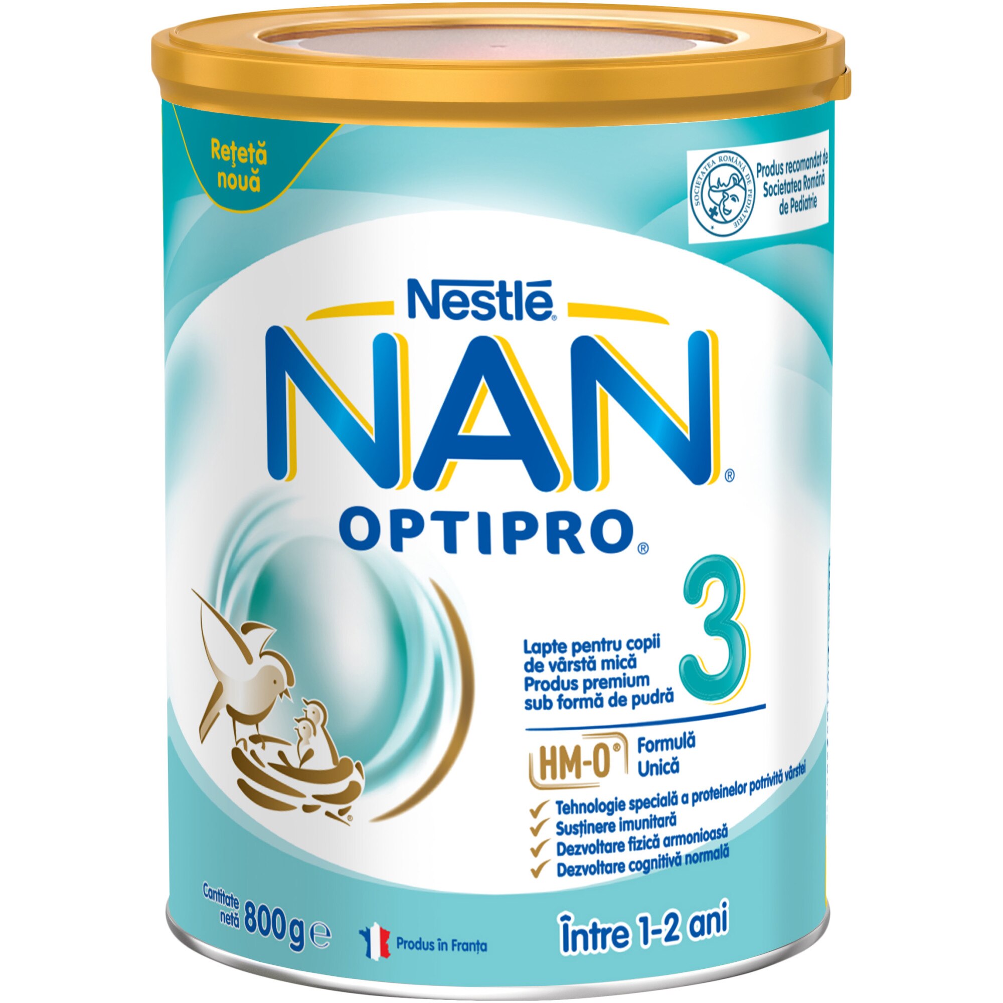 Formule de lapte praf - NAN 3 Optipro, formula lapte praf 1-2 ani, 800 grame, medik-on.ro