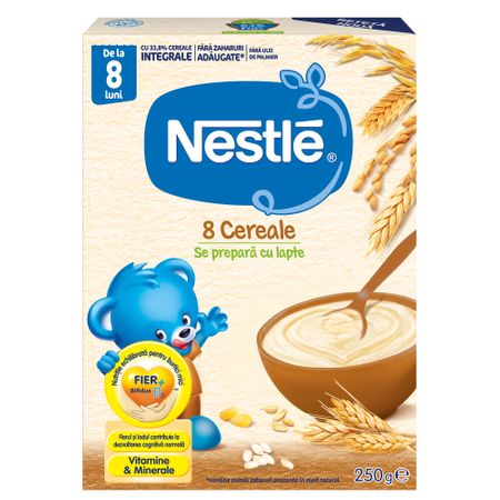Cereale - Nestle Cereale 8 Cereale cu Bifidus, de la 8 luni, 250 grame, medik-on.ro