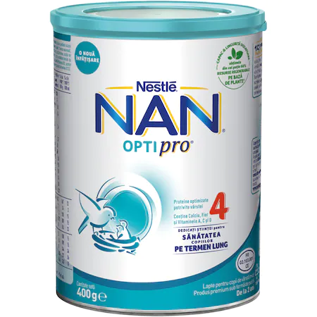 Formule de lapte praf - Nestle NAN OptiPro 4, formula de lapte praf 2-3 ani, 400 grame, medik-on.ro