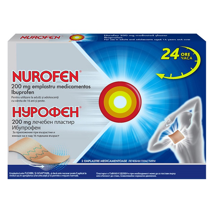 OTC - medicamente fara reteta - Nurofen 200mg Emplastru medicamentos x 2 plasturi, medik-on.ro