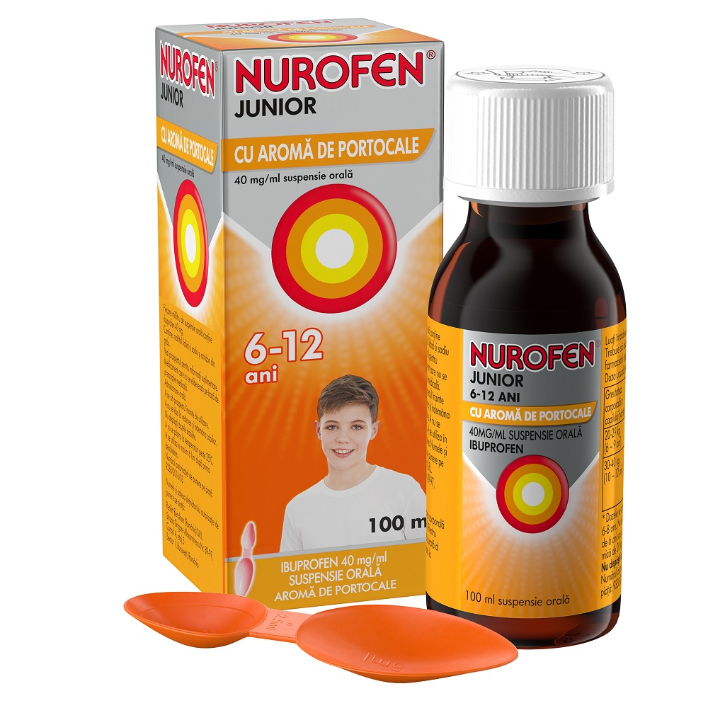 Raceala si gripa - Nurofen Junior 4% sirop cu aroma de portocale x 100ml, medik-on.ro
