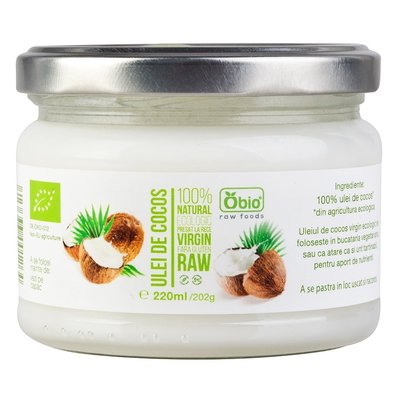 Hidratare piele normala - Obio ulei de cocos raw bio x 220ml, medik-on.ro