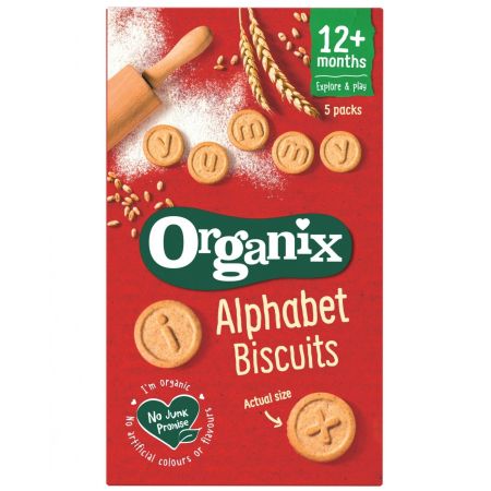 Biscuiti si pufuleti - Organix Goodies Biscuiti Alfabet 5 pungute x 25 grame, medik-on.ro