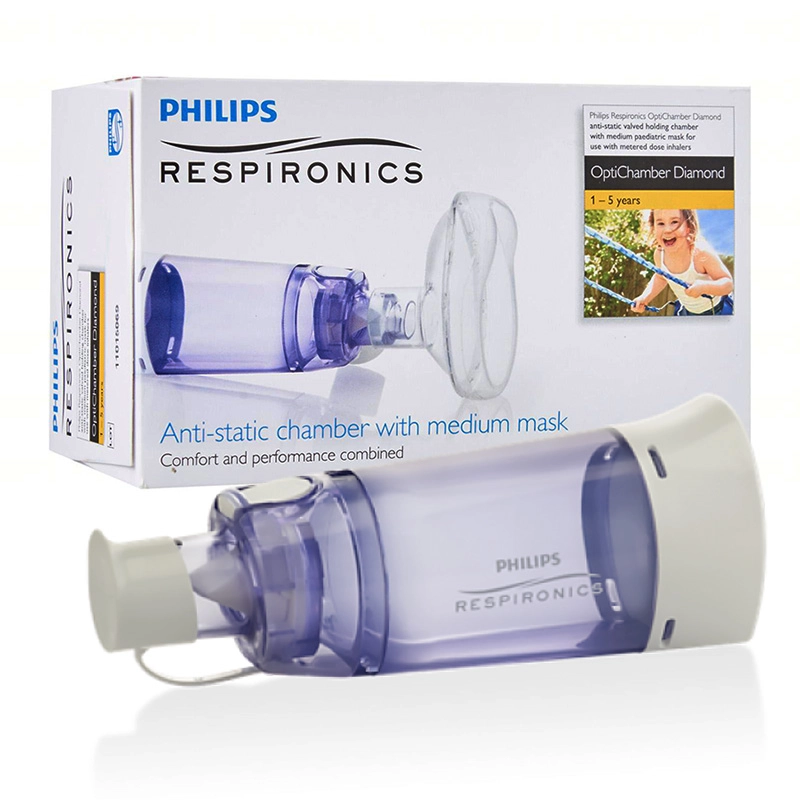 Aparate aerosoli, nebulizatoare si accesorii - Philips Camera de inhalare Respironics Optichamber Diamond, 1 - 5 ani, medik-on.ro