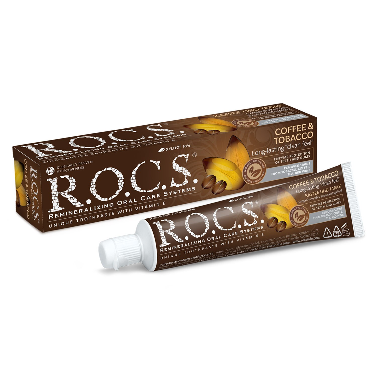 Paste de dinti - R.O.C.S. Pasta de dinti adulti Coffee & Tobacco x 74 grame (indepartare pete cafea si tutun), medik-on.ro
