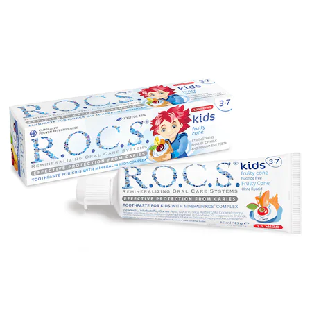 Paste de dinti pentru copii - R.O.C.S. Kids Pasta de dinti pentru copii 3-7 ani cu aroma de fructe x 45 grame, medik-on.ro