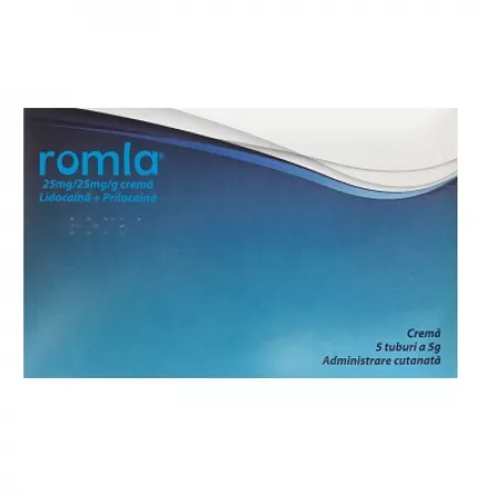 OTC - medicamente fara reteta - Romla crema anestezica cu lidocaina 25mg/25mg/g 5 grame x 5 tuburi, medik-on.ro