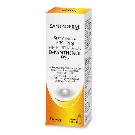 Cicatrizante - Santaderm Spray pentru arsuri si piele iritata cu D-panthenol 9% x 100ml, medik-on.ro
