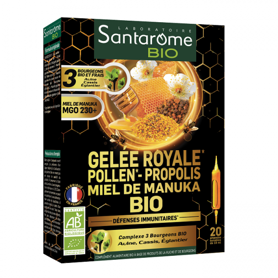Imunitate - Santarome Gelee Royale Polen, Propolis si miere de Manuka bio x 20 flacoane, medik-on.ro