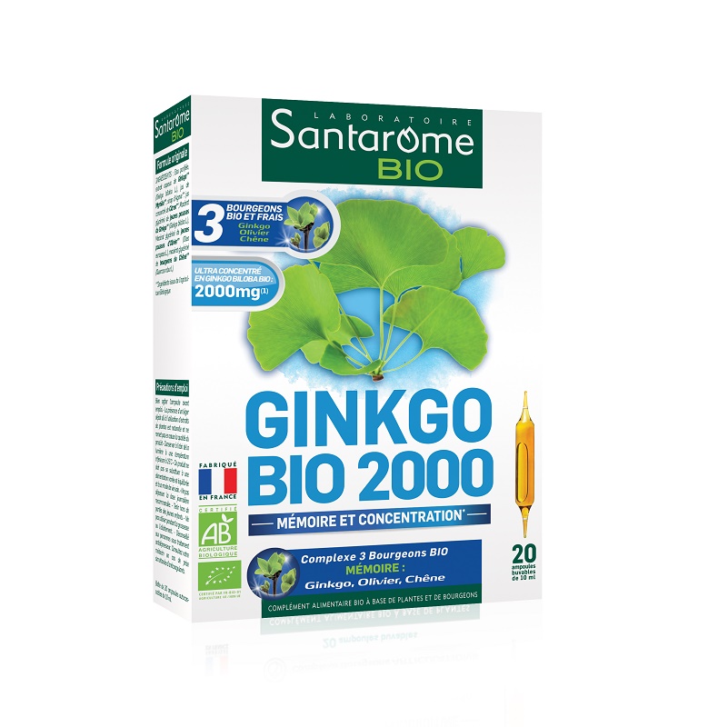 Memorie si concentrare - Santarome Ginkgo BIO 2000, 20 fiole x 10ml, medik-on.ro