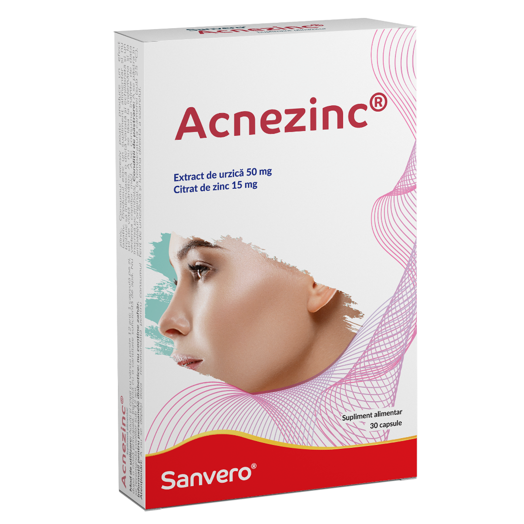 Ingrijire ten gras-acneic - Sanvero Acnezinc x 30 capsule, medik-on.ro