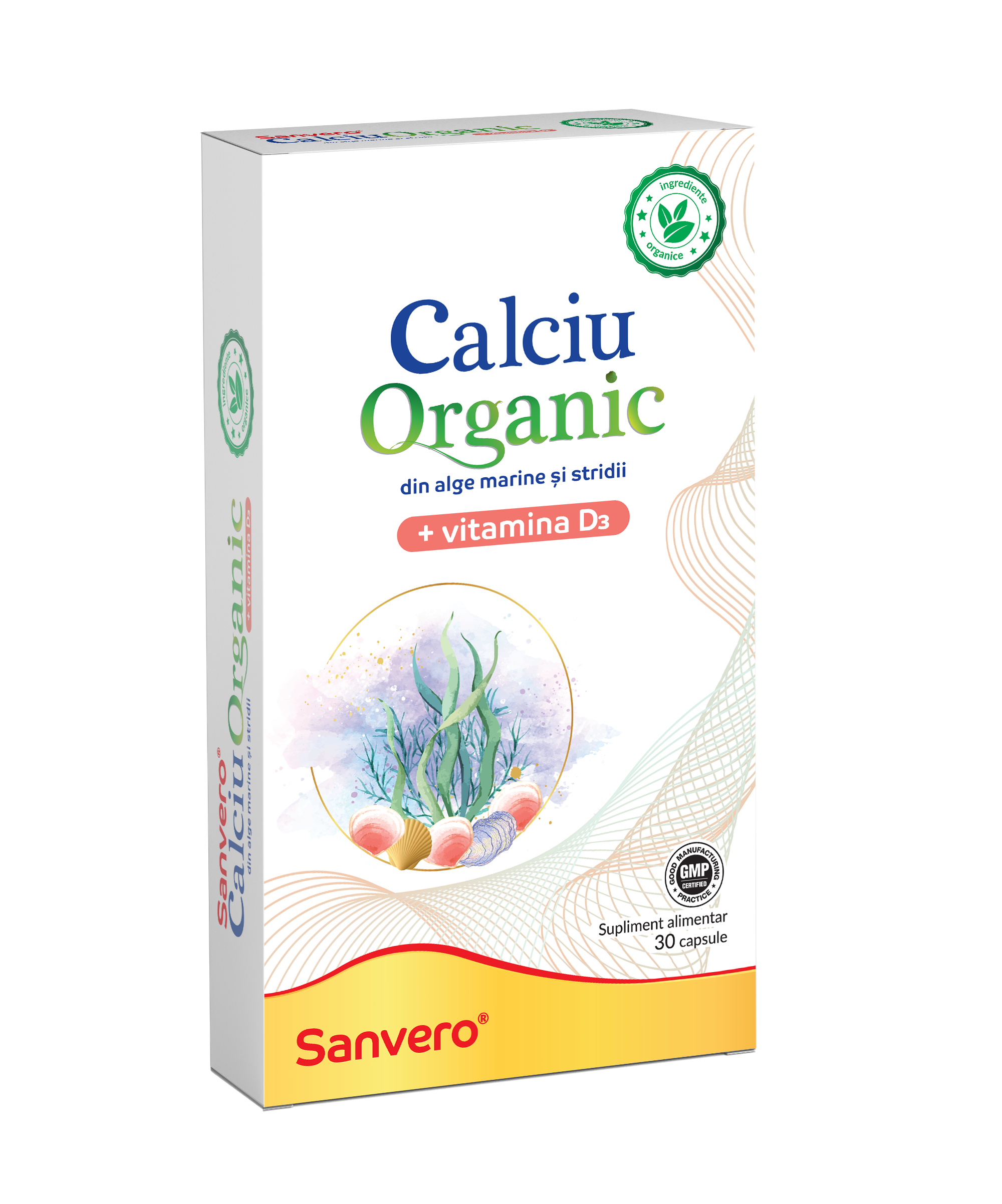Multivitamine si minerale - Sanvero Calciu Organic din alge si stridii + vitamina D3 x 30 capsule, medik-on.ro