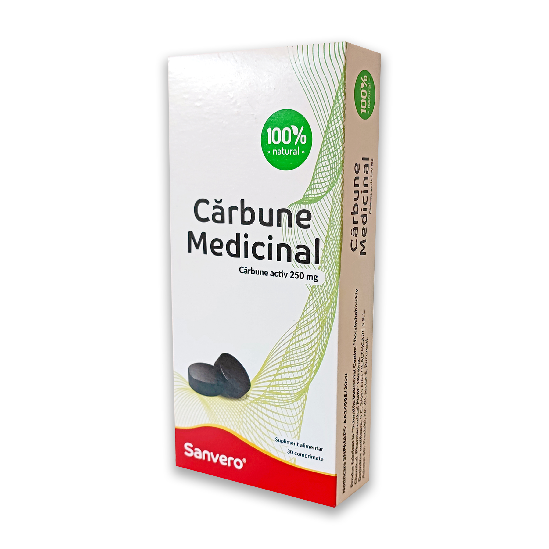 Meteorism si balonare - Sanvero Carbune medicinal x 30 comprimate, medik-on.ro