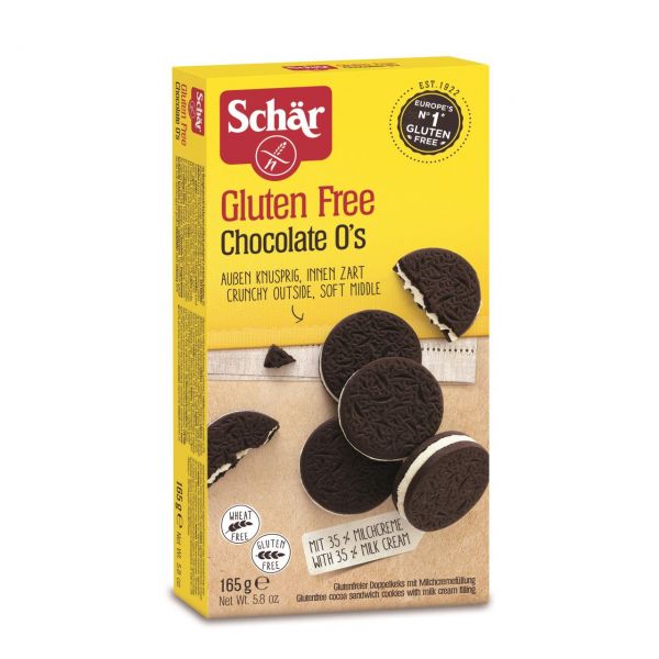 Biscuiti si gustari fara gluten - Schar Biscuiti cu crema de lapte Chocolate O`s x 165 grame, medik-on.ro