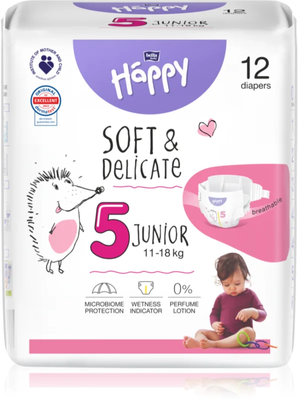 Scutece si aleze - Scutece Happy Junior nr. 5 (11-18 kg) x 12 bucati, medik-on.ro