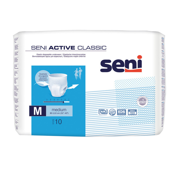 Incontinenta urinara - Seni Active classic medium Chilot elastic absorbant x 10 bucati, medik-on.ro
